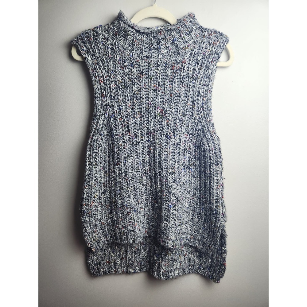 Anthropologie Moth Joelle Sleeveless Chunky knit sweater gray/multicolor Sz S